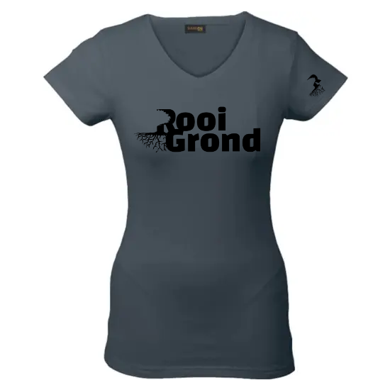 Ladies Slim Fit V-Neck T-Shirt Grey