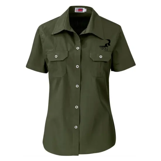 Ladies Short Sleeve Shirt Military Green